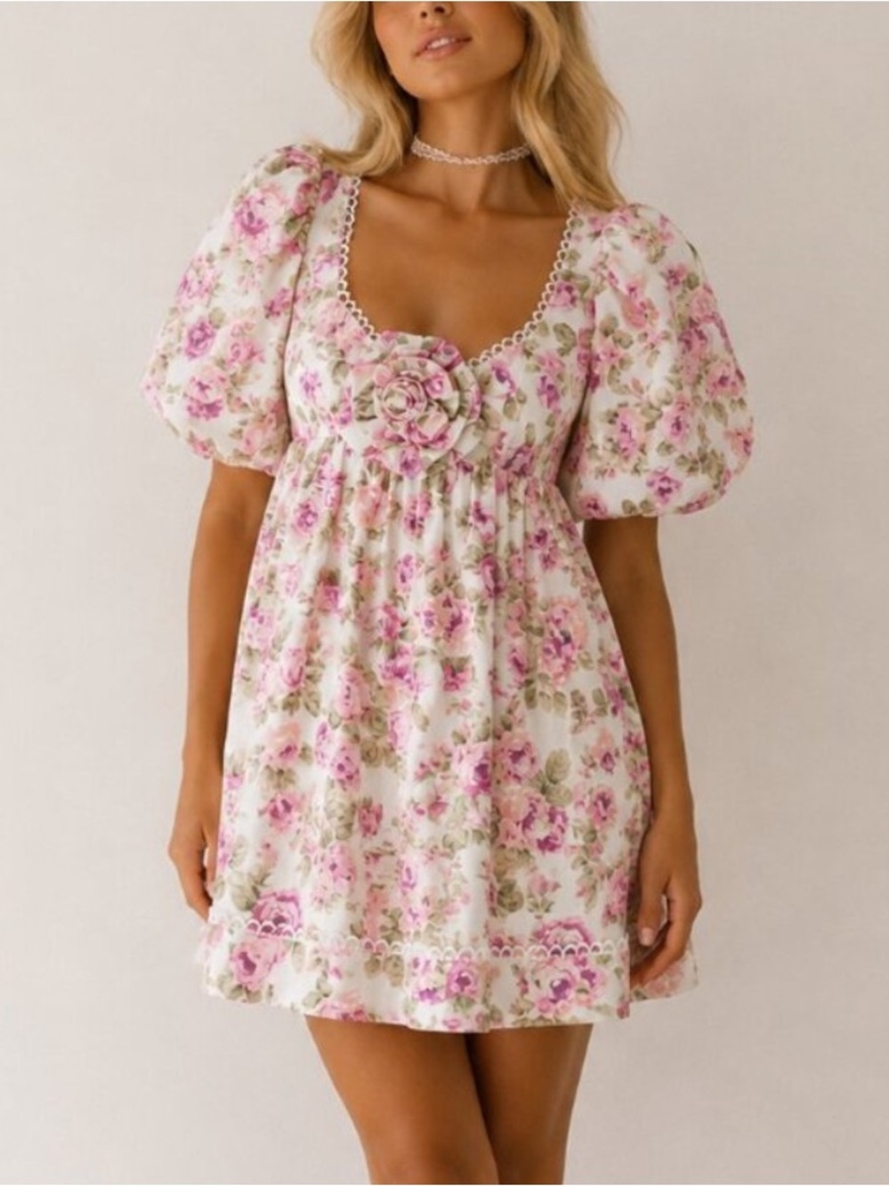 NEW For Love & Lemons Milani Floral Babydoll Mini Dress Size Small 8520